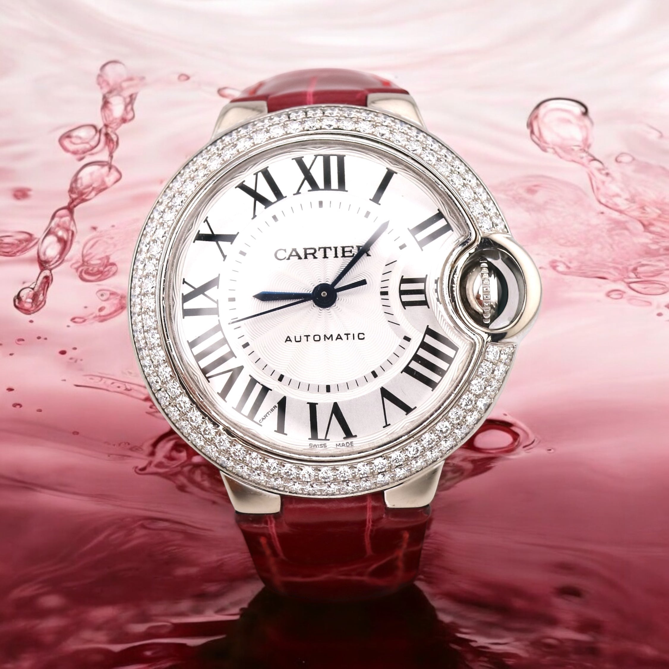 Cartier Ballon Bleu - 18k white gold - double row of diamonds - preowned