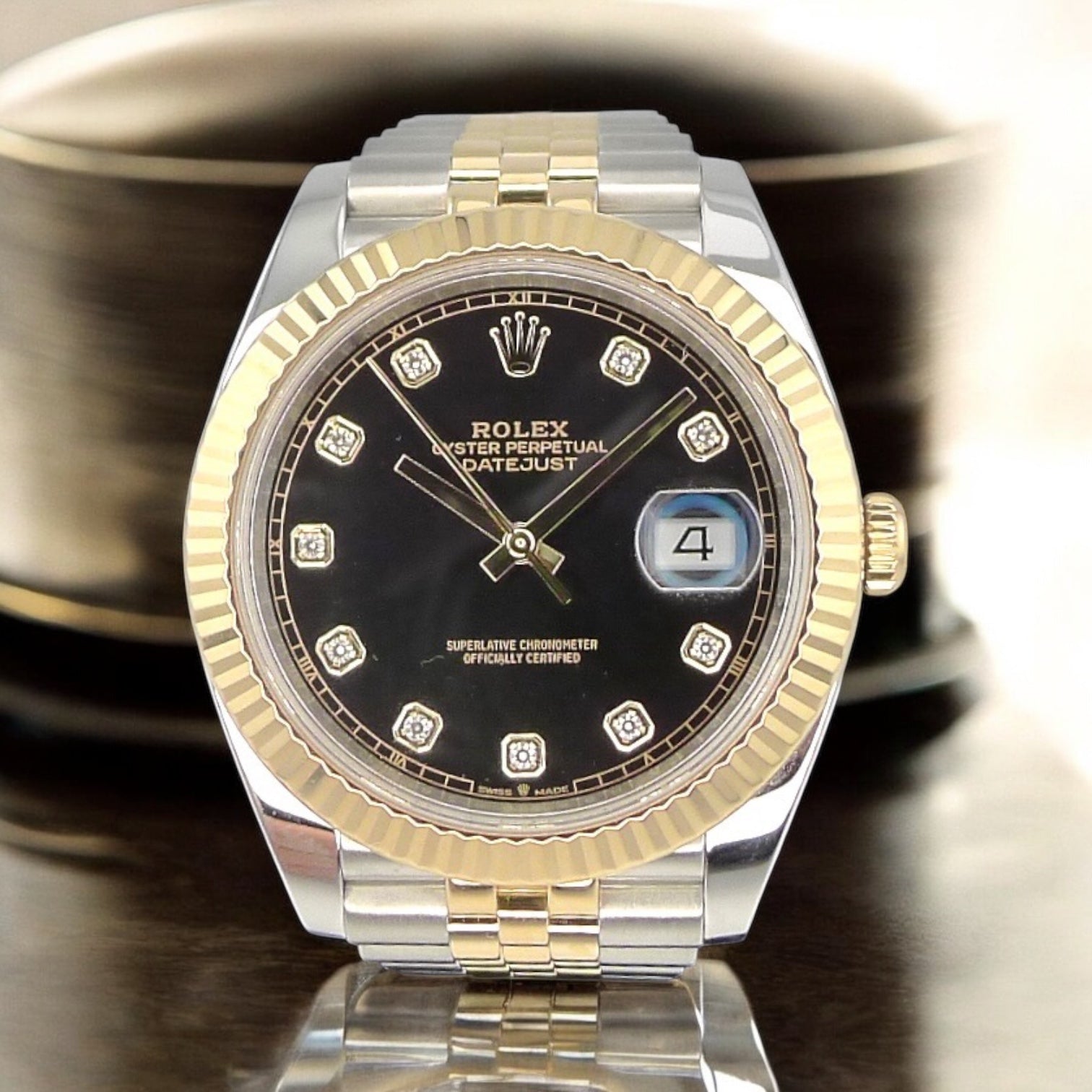 Rolex Datejust 41 18k yellow gold and black diamond dial - prewowned