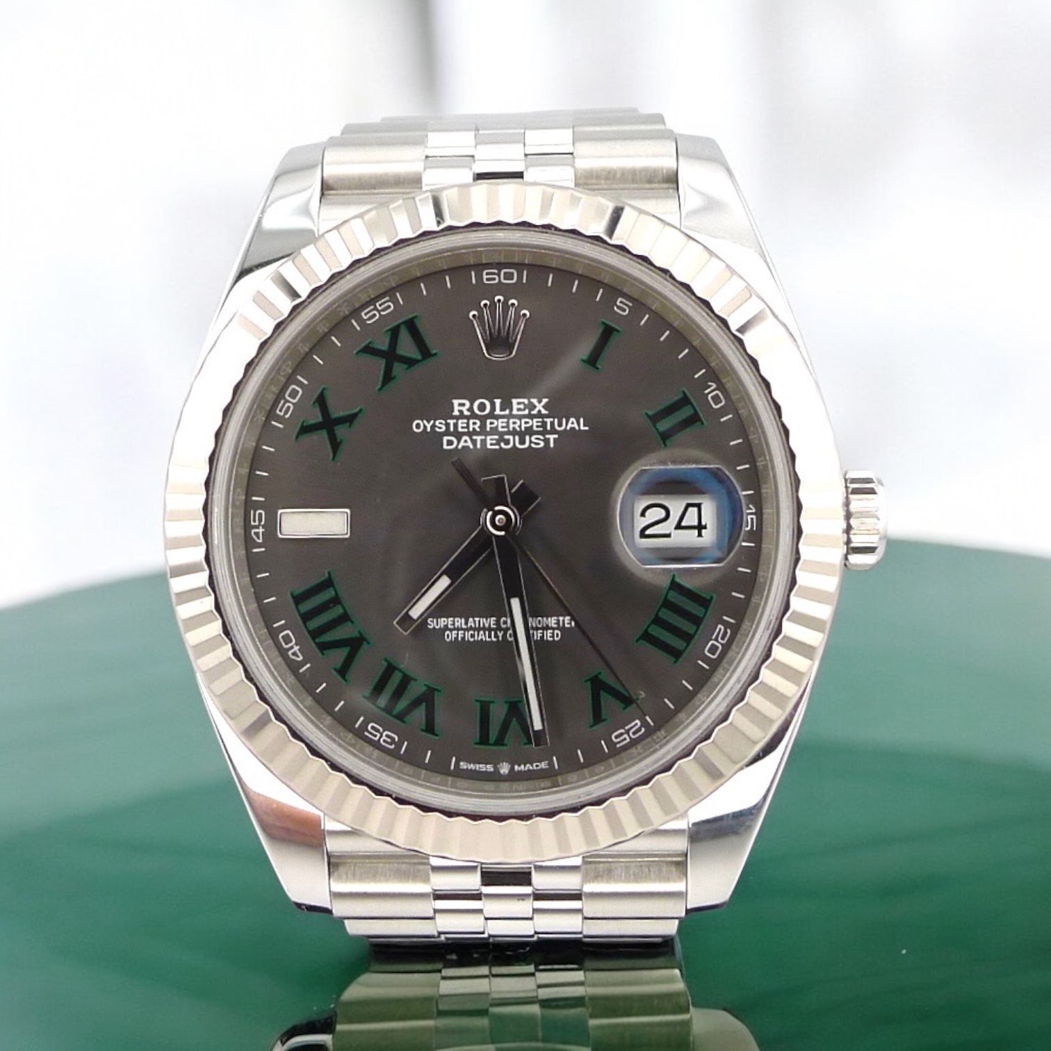 Rolex Datejust 41mm  - Wimbledon dial - jubilee bracelet - 126334 - prewowned