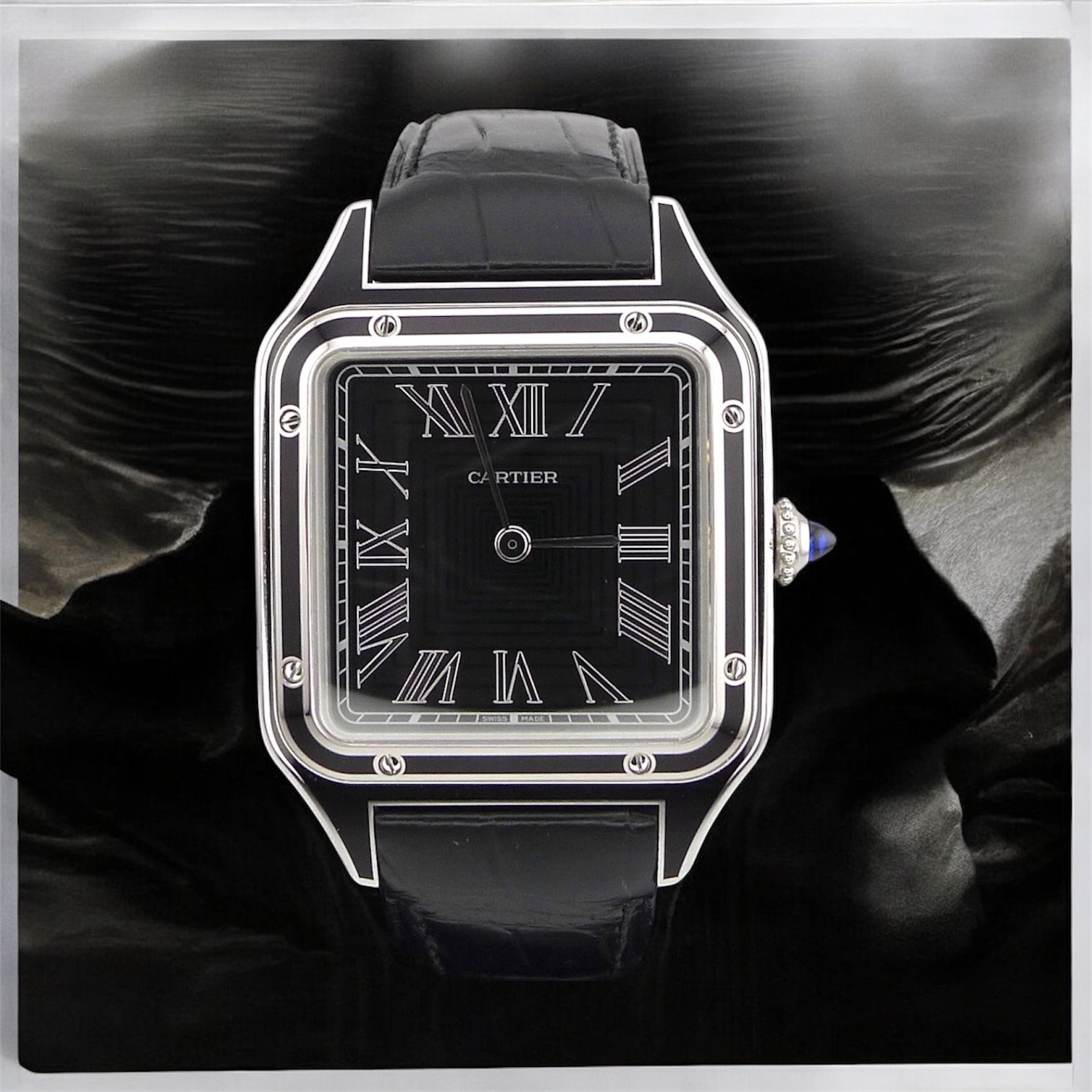 Cartier - Santos du mont - gorgeous black lacquer dial - Medium - WSSA0046