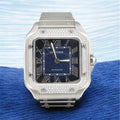 Cartier Santos - medium - blue dial - all factory diamonds - W4SA0006